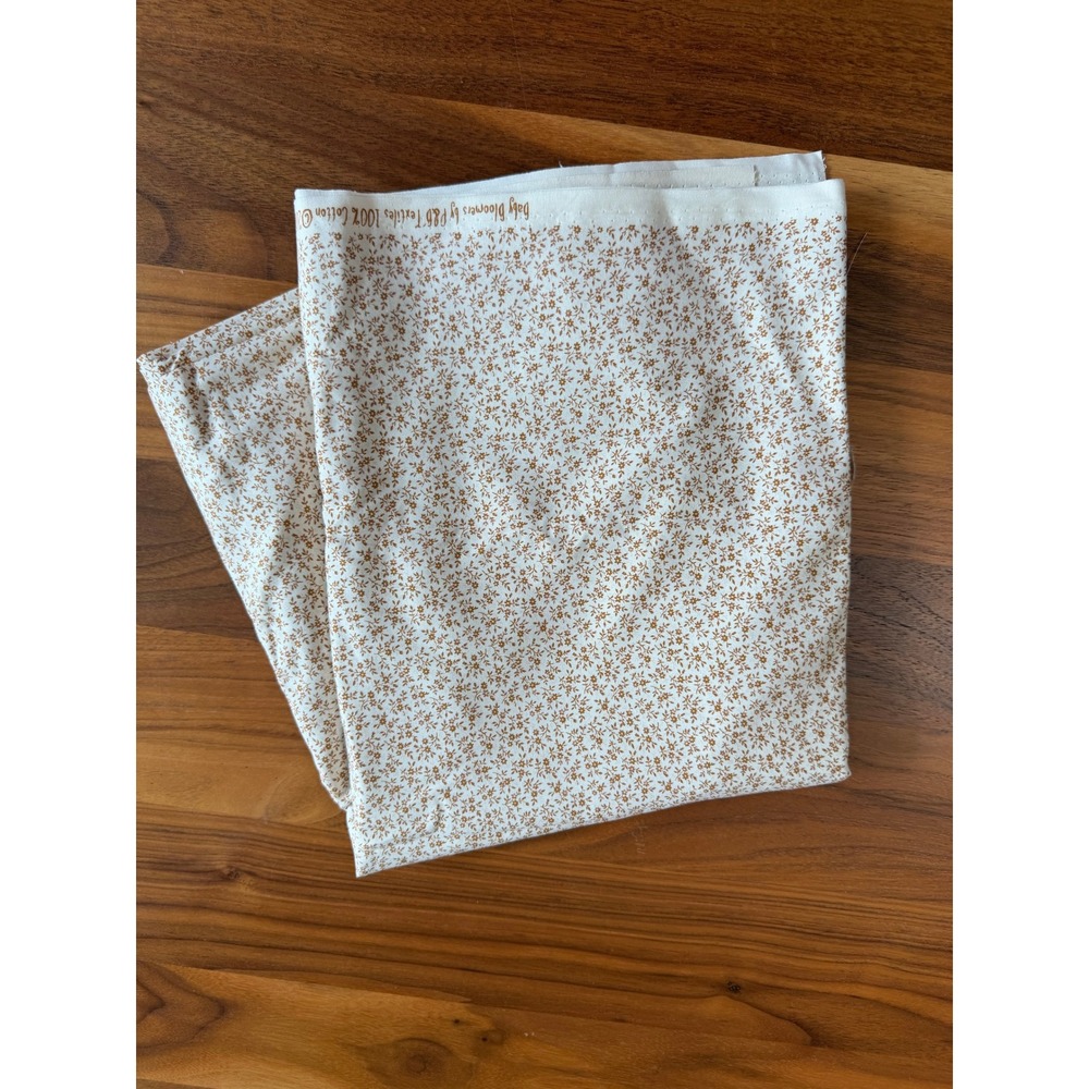 VTG P&B Textiles Baby Bloomers Cotton Fabric White Brown Floral Ditsy
